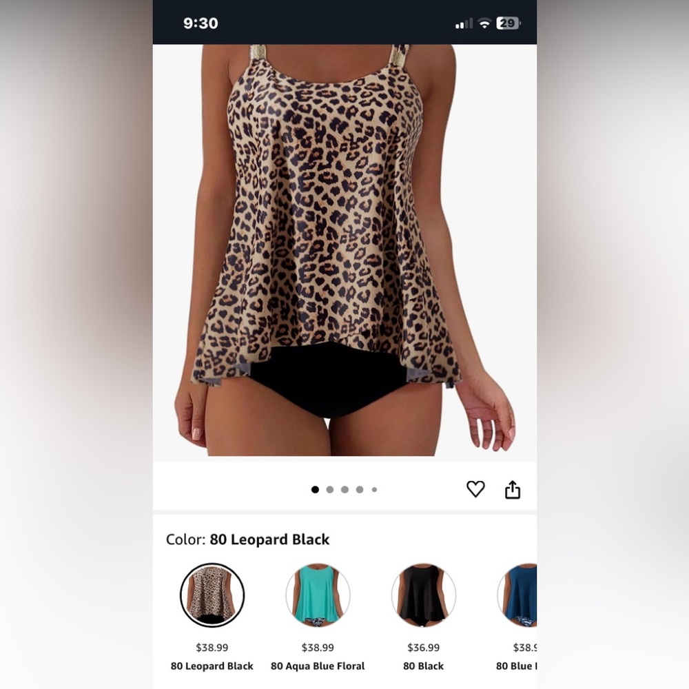 NWT Suuksess Tankini Leopard Bathing Suit XL